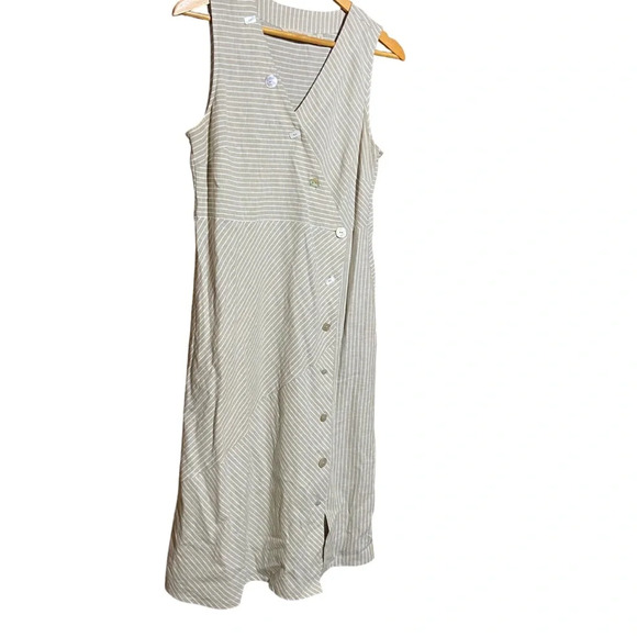 SOFT SURROUNDINGS Chasia Dress Button Up Striped Midi Dress Cotton Hemp‎ Small - Picture 3 of 9